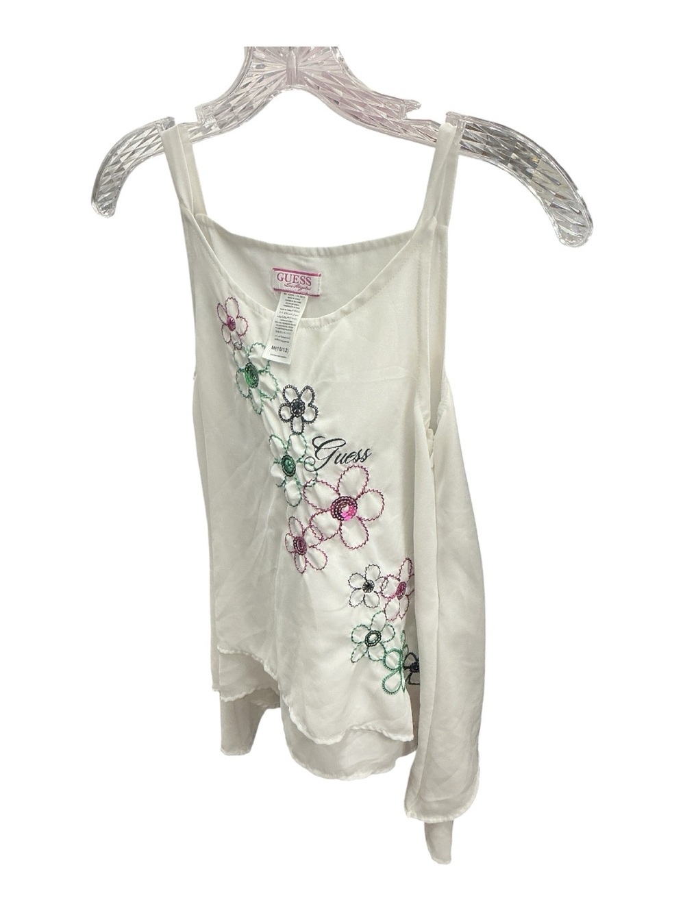 GUESS White Floral Embroidered Silk-Blend Cami